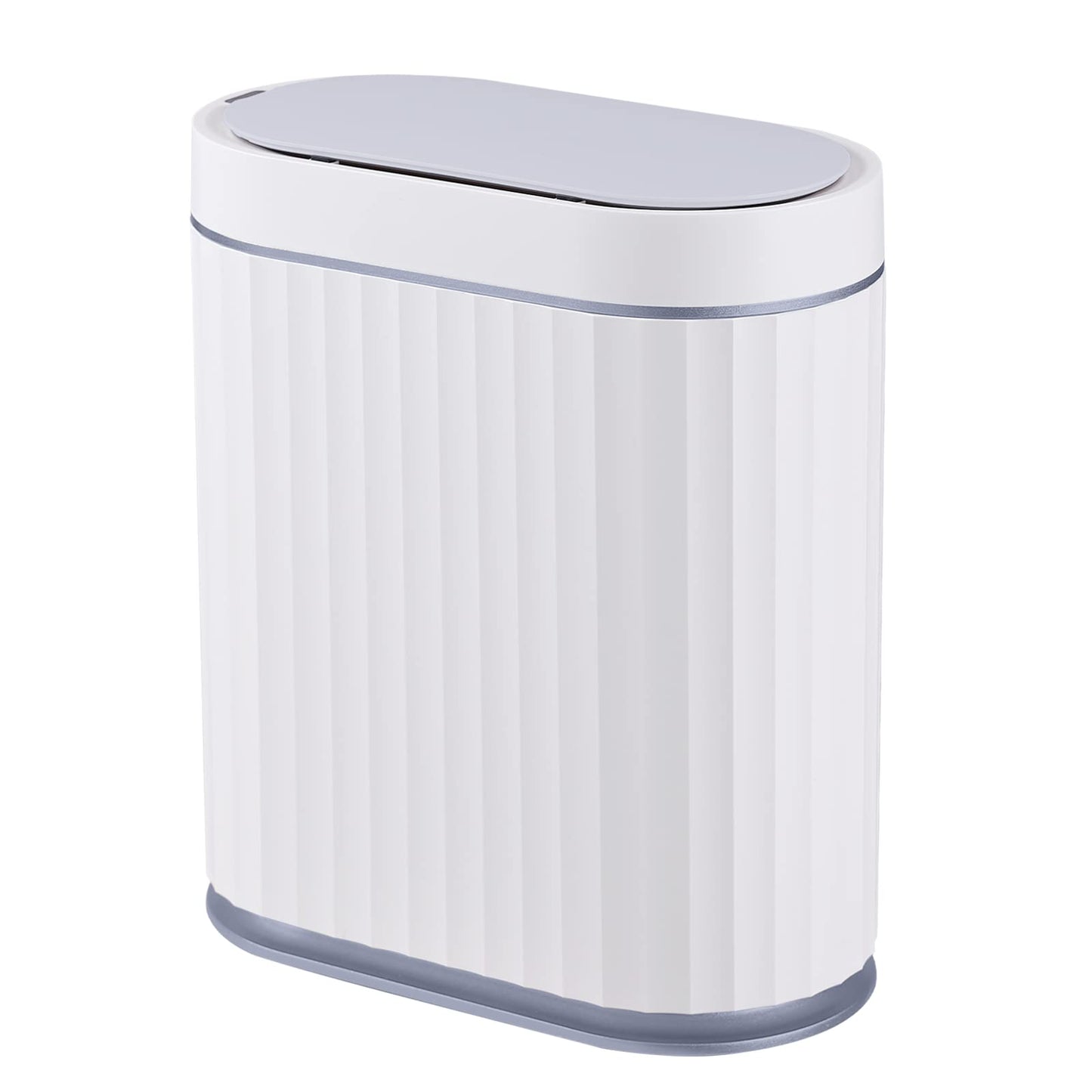 ELPHECO Automatic Motion Sensor Trash Can - 2 Gallon Slimline for Bathroom, Bedroom, Kitchen, Office - White with Gold Trim
