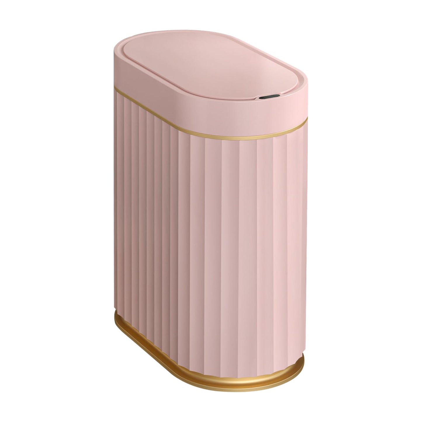 ELPHECO Automatic Motion Sensor Trash Can - 2 Gallon Slimline for Bathroom, Bedroom, Kitchen, Office - White with Gold Trim