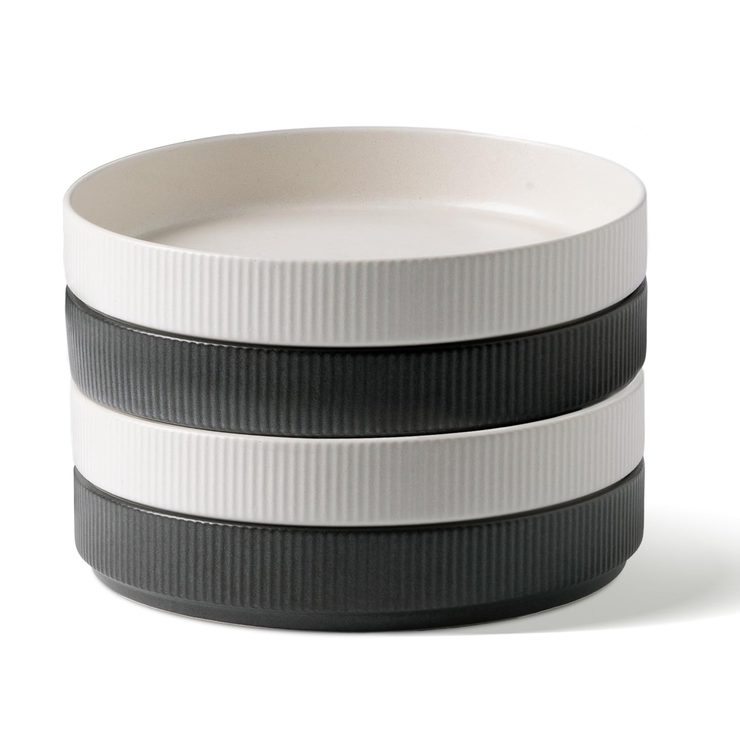 famiware Star 7.5" Pasta Bowls Set, Salad Bowl Set of 4, Double Reactive Glaze, Stackable, Perfect for Your Friend for Housewarming, Thanksgiving, Christmas, Matte White