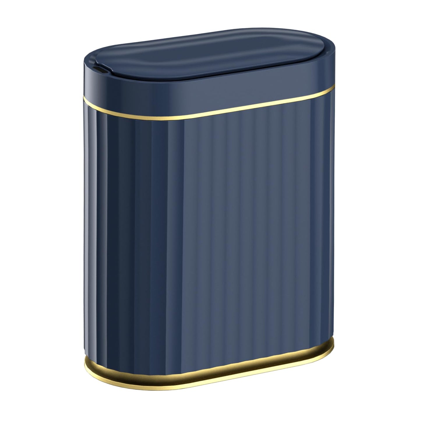 ELPHECO Automatic Motion Sensor Trash Can - 2 Gallon Slimline for Bathroom, Bedroom, Kitchen, Office - White with Gold Trim