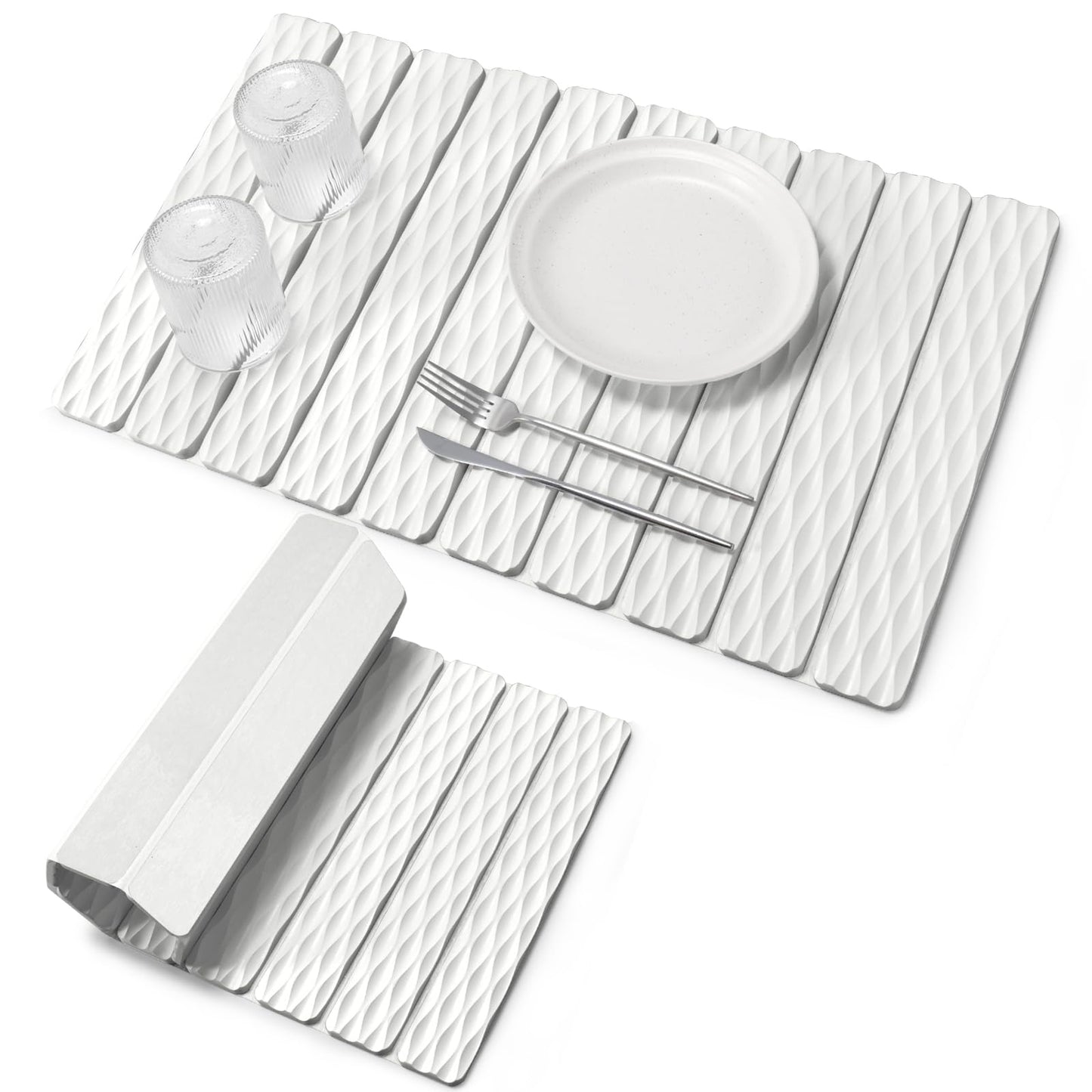 Large Stone Dish Drying Mats for Kitchen Counter, Quick Dry Collapsible Dish Drying Mat, Eco-Friendly Absorbent Foldable Diatomaceous Earth Mats for Dishes Bottles Cups, Match Any Countertop, 24"×16"