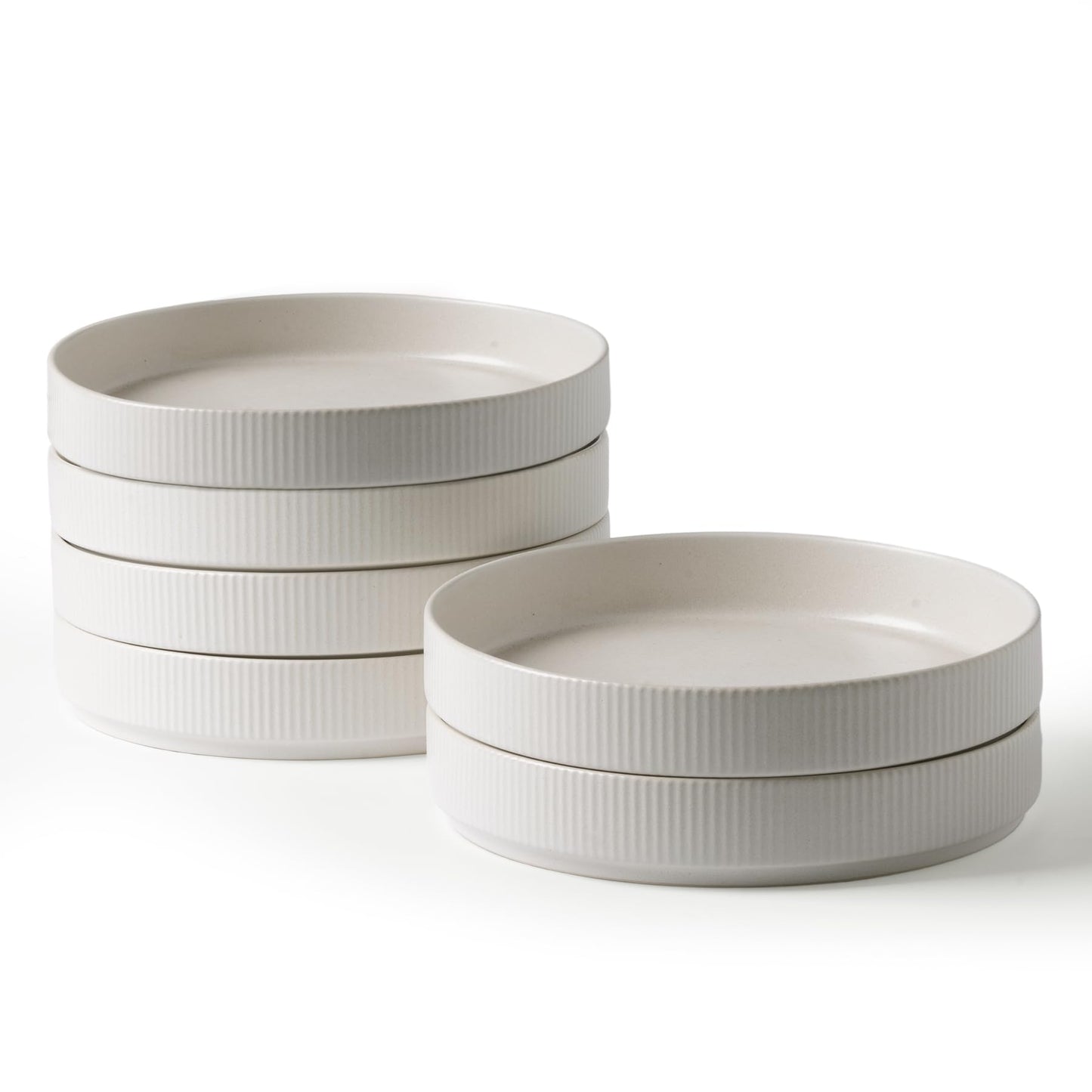 famiware Star 7.5" Pasta Bowls Set, Salad Bowl Set of 4, Double Reactive Glaze, Stackable, Perfect for Your Friend for Housewarming, Thanksgiving, Christmas, Matte White