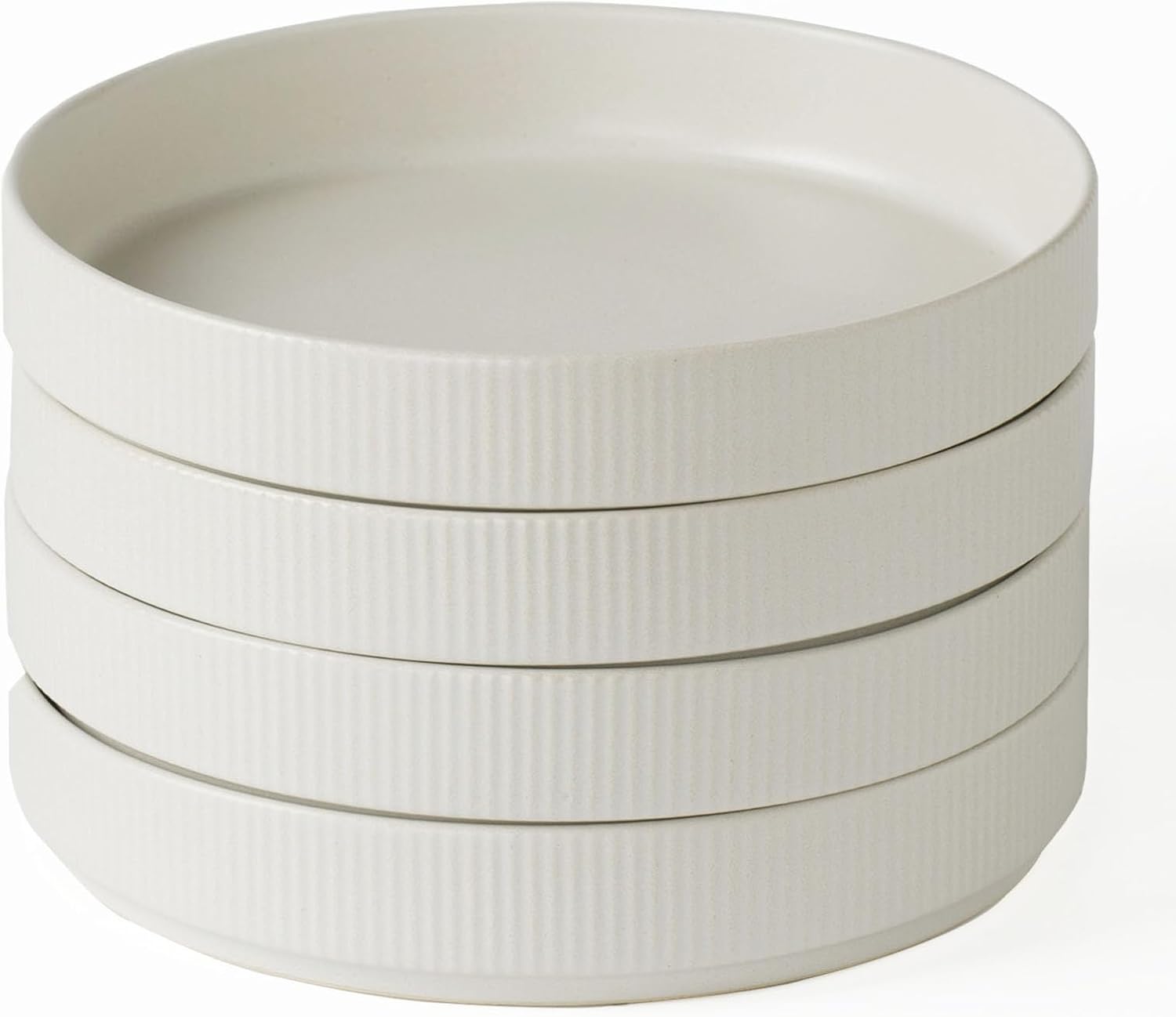 famiware Star 7.5" Pasta Bowls Set, Salad Bowl Set of 4, Double Reactive Glaze, Stackable, Perfect for Your Friend for Housewarming, Thanksgiving, Christmas, Matte White