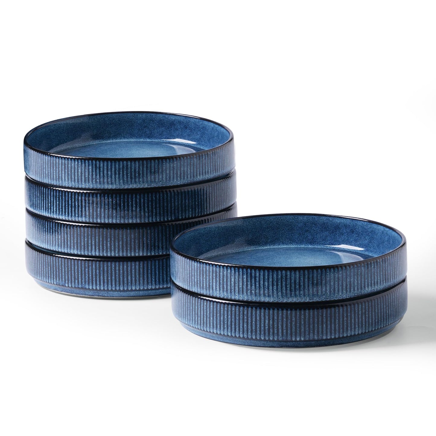 famiware Star 7.5" Pasta Bowls Set, Salad Bowl Set of 4, Double Reactive Glaze, Stackable, Perfect for Your Friend for Housewarming, Thanksgiving, Christmas, Matte White