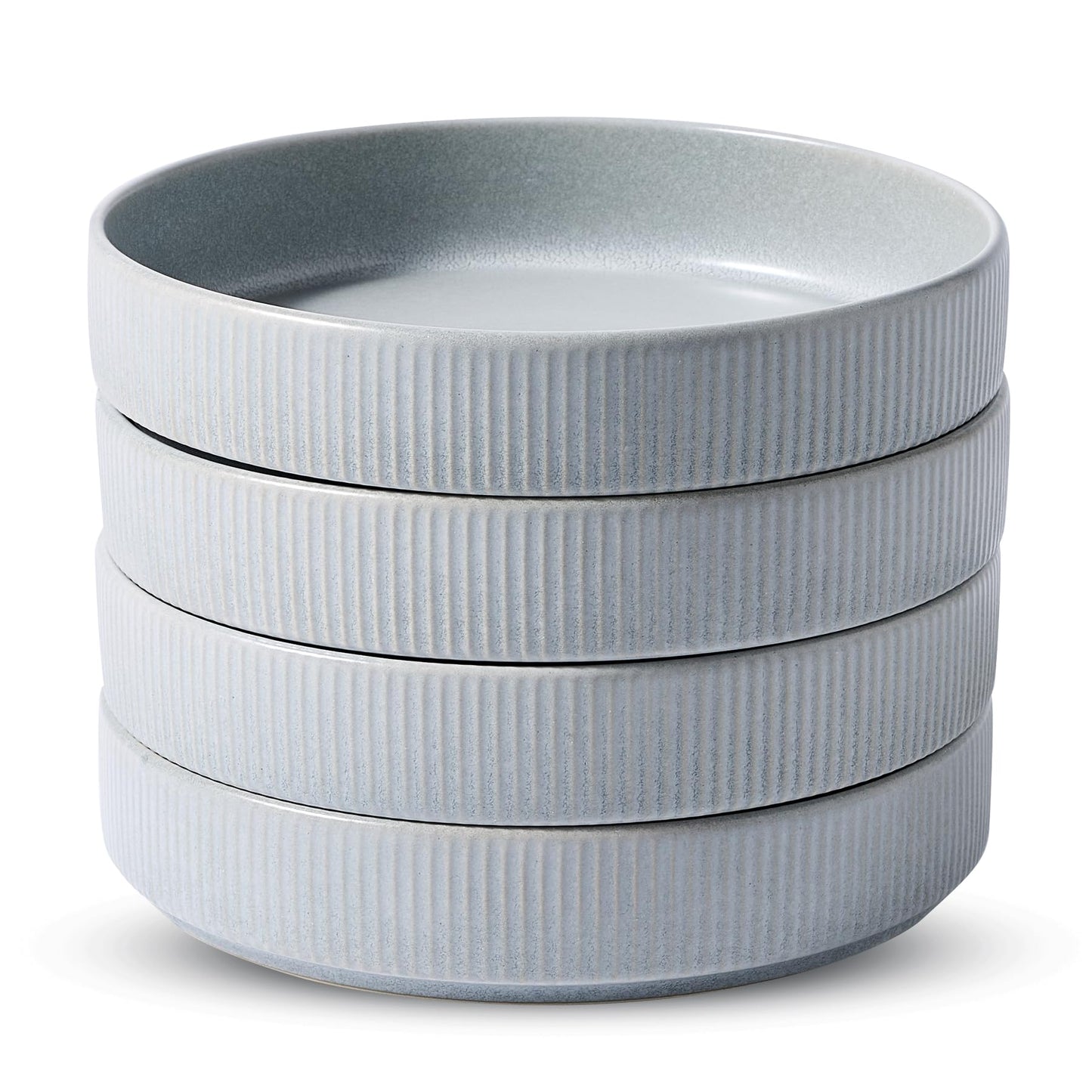 famiware Star 7.5" Pasta Bowls Set, Salad Bowl Set of 4, Double Reactive Glaze, Stackable, Perfect for Your Friend for Housewarming, Thanksgiving, Christmas, Matte White