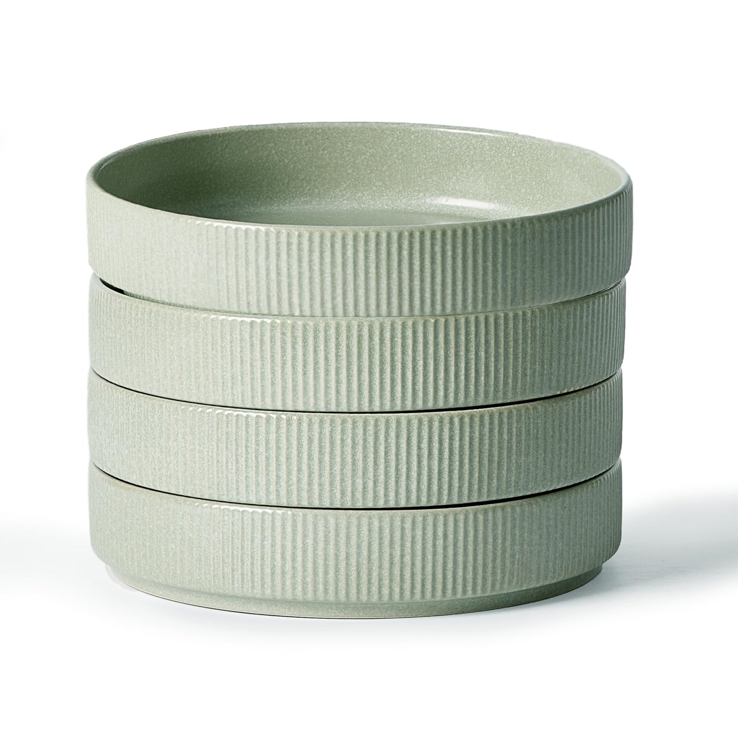 famiware Star 7.5" Pasta Bowls Set, Salad Bowl Set of 4, Double Reactive Glaze, Stackable, Perfect for Your Friend for Housewarming, Thanksgiving, Christmas, Matte White