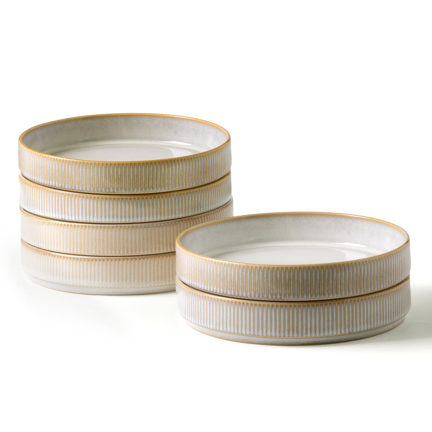 famiware Star 7.5" Pasta Bowls Set, Salad Bowl Set of 4, Double Reactive Glaze, Stackable, Perfect for Your Friend for Housewarming, Thanksgiving, Christmas, Matte White