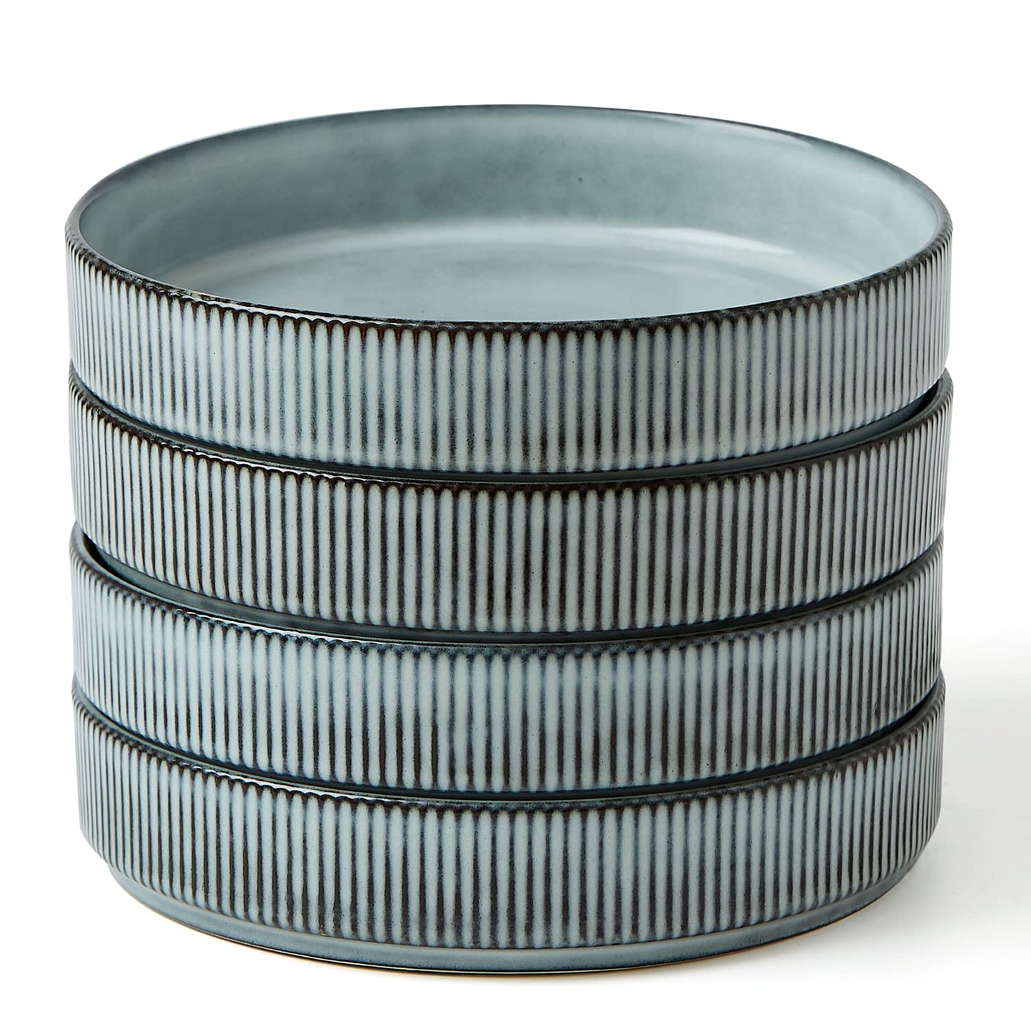 famiware Star 7.5" Pasta Bowls Set, Salad Bowl Set of 4, Double Reactive Glaze, Stackable, Perfect for Your Friend for Housewarming, Thanksgiving, Christmas, Matte White