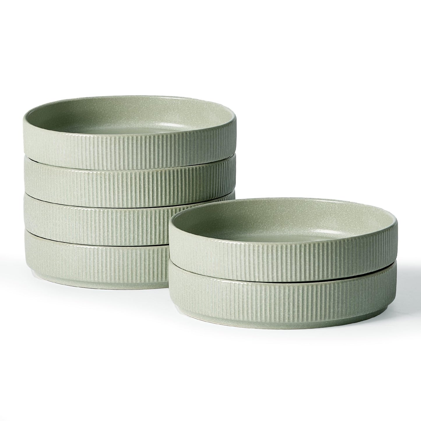 famiware Star 7.5" Pasta Bowls Set, Salad Bowl Set of 4, Double Reactive Glaze, Stackable, Perfect for Your Friend for Housewarming, Thanksgiving, Christmas, Matte White