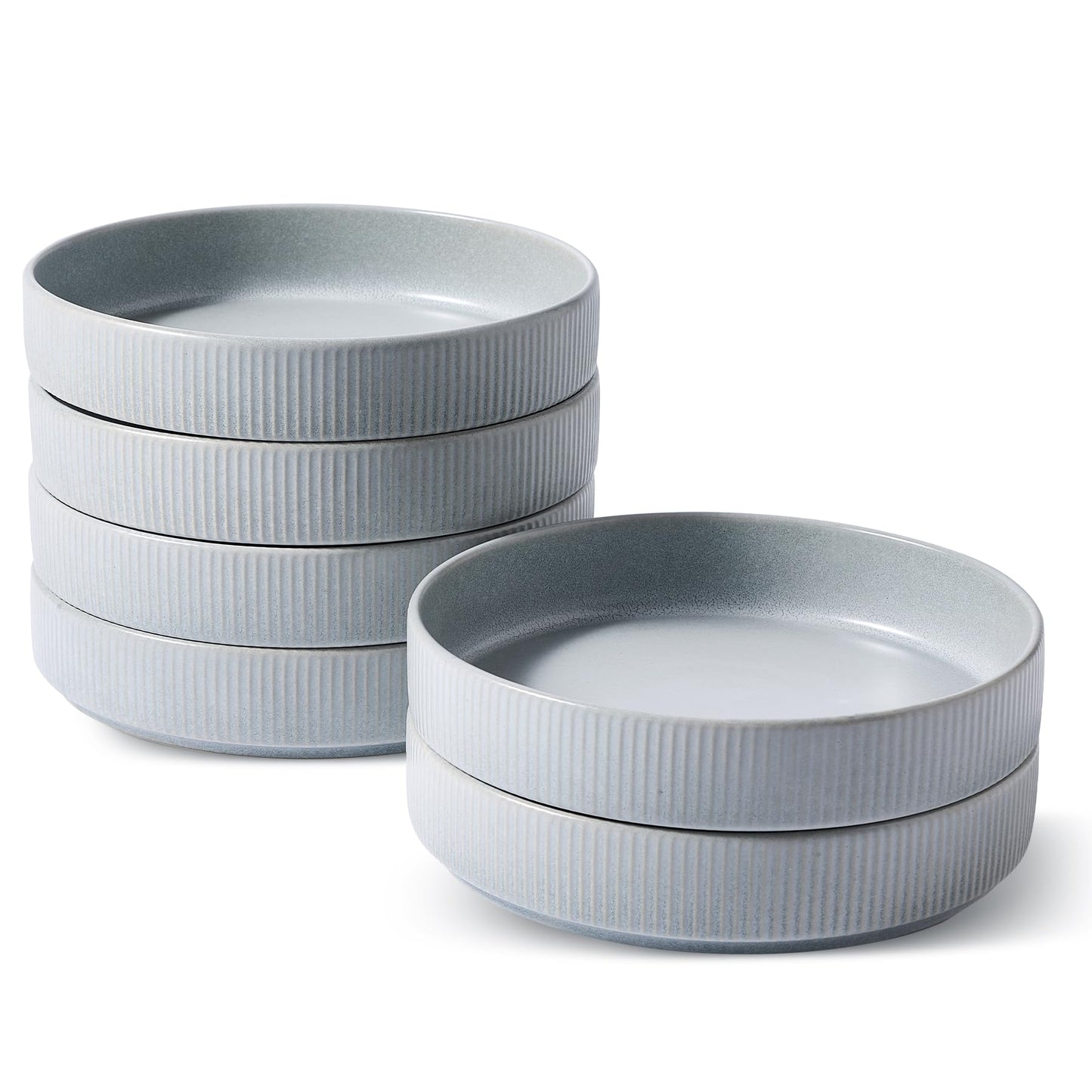 famiware Star 7.5" Pasta Bowls Set, Salad Bowl Set of 4, Double Reactive Glaze, Stackable, Perfect for Your Friend for Housewarming, Thanksgiving, Christmas, Matte White