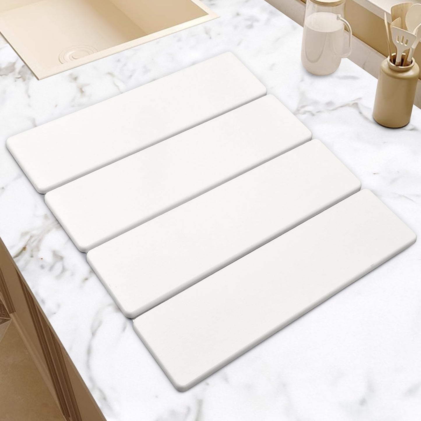 Large Stone Dish Drying Mats for Kitchen Counter, Quick Dry Collapsible Dish Drying Mat, Eco-Friendly Absorbent Foldable Diatomaceous Earth Mats for Dishes Bottles Cups, Match Any Countertop, 24"×16"